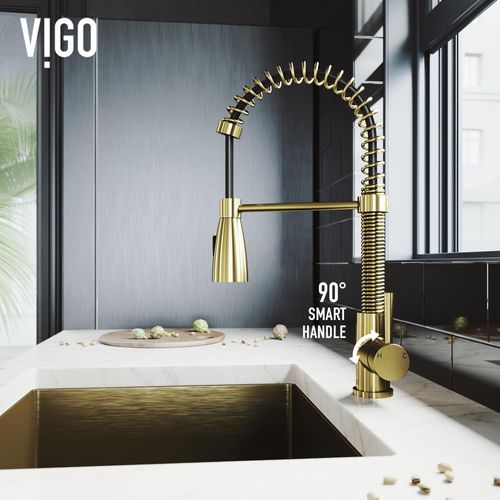 Main product image of Brant Single Handle Pull-Down Sprayer Kitchen Faucet (Matte Brushed Gold), VG02003MG