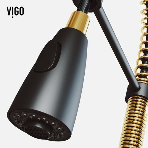 Main product image of Brant Single Handle Pull-Down Sprayer Kitchen Faucet (Matte Brushed Gold/Matte Black), VG02003MGMB