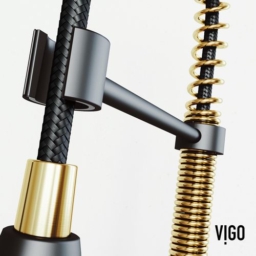 Main product image of Brant Single Handle Pull-Down Sprayer Kitchen Faucet (Matte Brushed Gold/Matte Black), VG02003MGMB