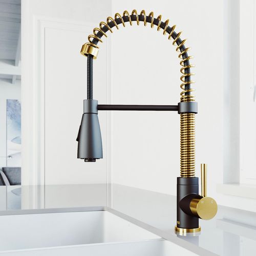 Main product image of Brant Single Handle Pull-Down Sprayer Kitchen Faucet (Matte Brushed Gold/Matte Black), VG02003MGMB
