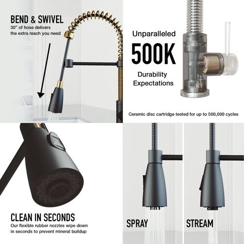 Main product image of Brant Single Handle Pull-Down Sprayer Kitchen Faucet (Matte Brushed Gold/Matte Black), VG02003MGMB