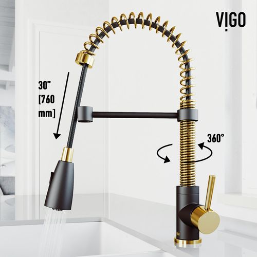 Main product image of Brant Single Handle Pull-Down Sprayer Kitchen Faucet (Matte Brushed Gold/Matte Black), VG02003MGMB