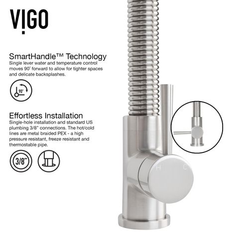 Main product image of Brant Single Handle Pull-Down Sprayer Kitchen Faucet (Stainless Steel), VG02003ST