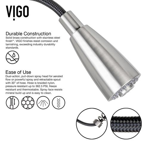 Main product image of Brant Single Handle Pull-Down Sprayer Kitchen Faucet (Stainless Steel), VG02003ST