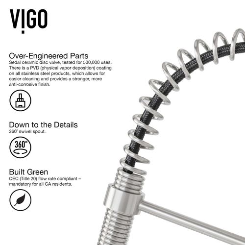 Main product image of Brant Single Handle Pull-Down Sprayer Kitchen Faucet (Stainless Steel), VG02003ST