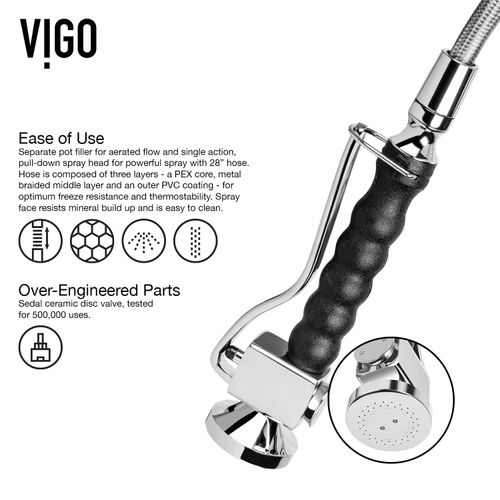 Main product image of Zurich Single Handle Pull-Down Sprayer Kitchen Faucet (Chrome), VG02007CH