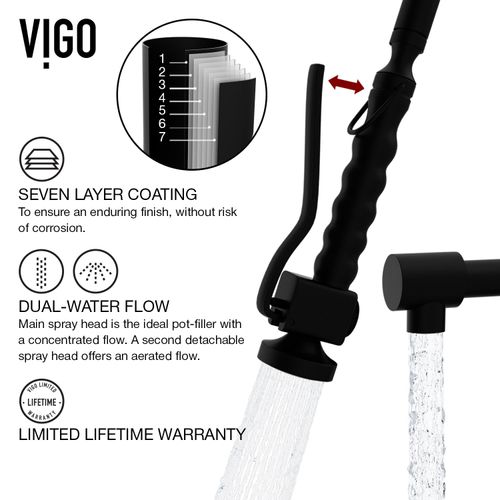 Main product image of Zurich Single Handle Pull-Down Sprayer Kitchen Faucet (Matte Black), VG02007MB