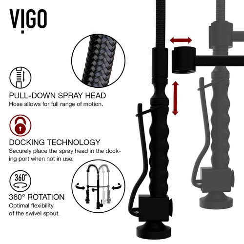 Main product image of Zurich Single Handle Pull-Down Sprayer Kitchen Faucet (Matte Black), VG02007MB