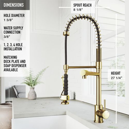 Main product image of Zurich Single Handle Pull-Down Sprayer Kitchen Faucet (Matte Brushed Gold), VG02007MG
