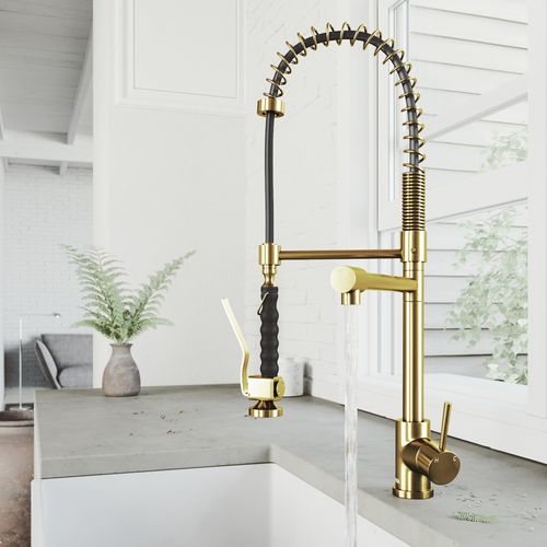 Main product image of Zurich Single Handle Pull-Down Sprayer Kitchen Faucet (Matte Brushed Gold), VG02007MG