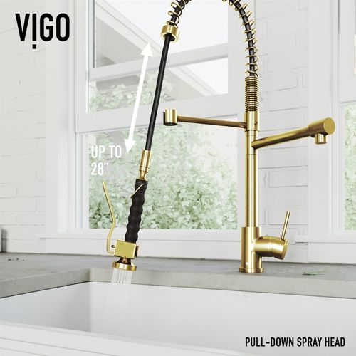 Main product image of Zurich Single Handle Pull-Down Sprayer Kitchen Faucet (Matte Brushed Gold), VG02007MG