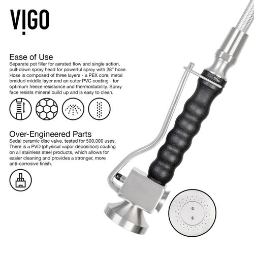 Main product image of Zurich Single Handle Pull-Down Sprayer Kitchen Faucet (Stainless Steel), VG02007ST