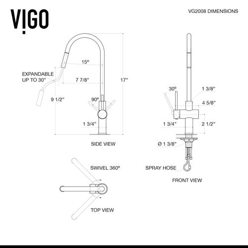 Main product image of Gramercy Single Handle Pull-Down Spout Kitchen Faucet (Matte Black), VG02008MB