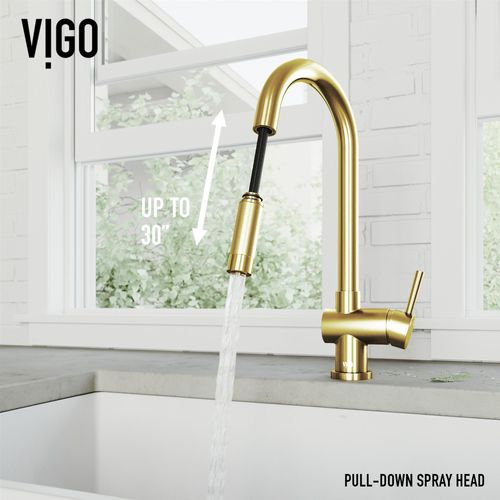 Main product image of Gramercy Single Handle Pull-Down Spout Kitchen Faucet (Matte Brushed Gold), VG02008MG