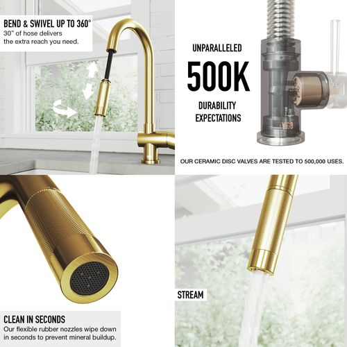 Main product image of Gramercy Single Handle Pull-Down Spout Kitchen Faucet (Matte Brushed Gold), VG02008MG