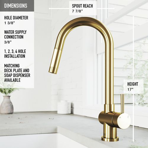 Main product image of Gramercy Single Handle Pull-Down Spout Kitchen Faucet (Matte Brushed Gold), VG02008MG