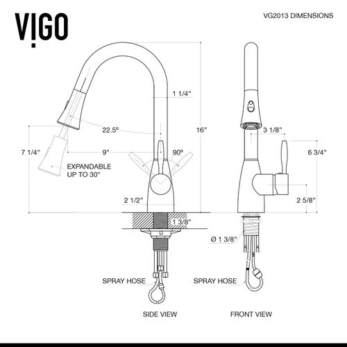Main product image of Aylesbury Single Handle Pull-Down Sprayer Kitchen Faucet (Stainless Steel), VG02013ST