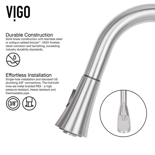 Main product image of Aylesbury Single Handle Pull-Down Sprayer Kitchen Faucet (Stainless Steel), VG02013ST