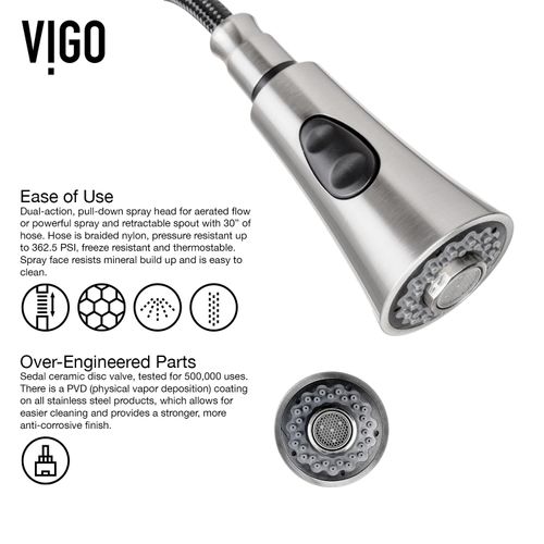 Main product image of Aylesbury Single Handle Pull-Down Sprayer Kitchen Faucet (Stainless Steel), VG02013ST