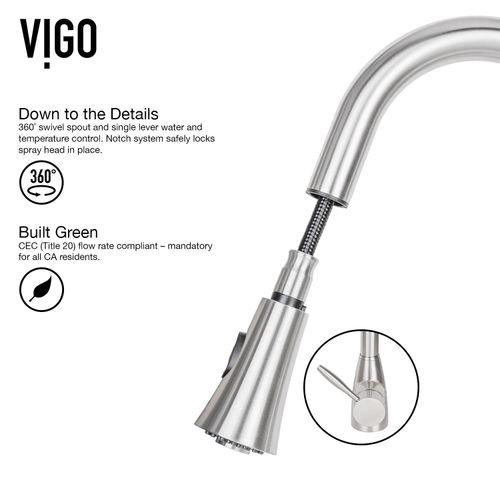 Main product image of Aylesbury Single Handle Pull-Down Sprayer Kitchen Faucet (Stainless Steel), VG02013ST