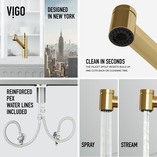 Main product image of Branson Pull-Out Spray Kitchen Faucet (Matte Brushed Gold), VG02021MG
