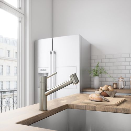 Main product image of Branson Single Handle Pull-Out Sprayer Kitchen Faucet (Stainless Steel), VG02021ST