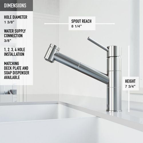 Main product image of Branson Single Handle Pull-Out Sprayer Kitchen Faucet (Stainless Steel), VG02021ST