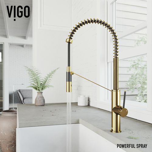 Main product image of Livingston Single Handle Pull-Down Sprayer Kitchen Faucet (Matte Brushed Gold), VG02027MG