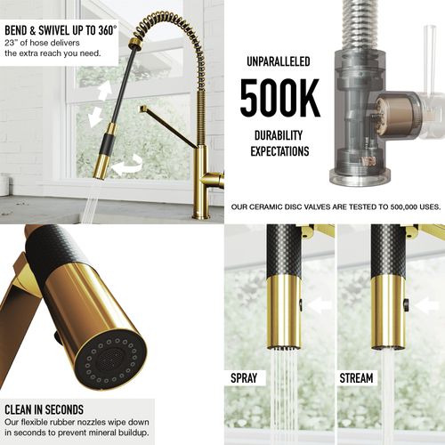 Main product image of Livingston Single Handle Pull-Down Sprayer Kitchen Faucet (Matte Brushed Gold), VG02027MG