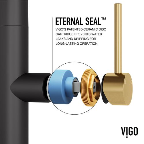 Main product image of Greenwich Single Handle Pull-Down Sprayer Kitchen Faucet (Matte Black/Matte Brushed Gold), VG02029MBMGB