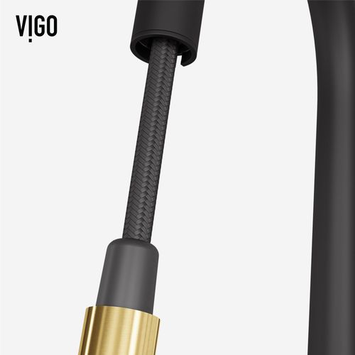 Main product image of Greenwich Single Handle Pull-Down Sprayer Kitchen Faucet (Matte Black/Matte Brushed Gold), VG02029MBMGB