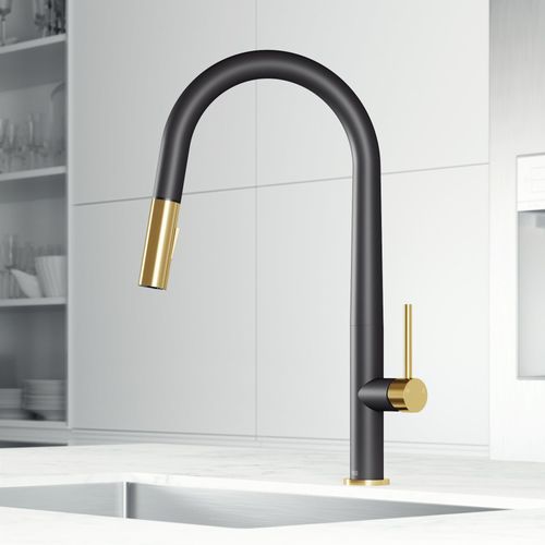 Main product image of Greenwich Single Handle Pull-Down Sprayer Kitchen Faucet (Matte Black/Matte Brushed Gold), VG02029MBMGB