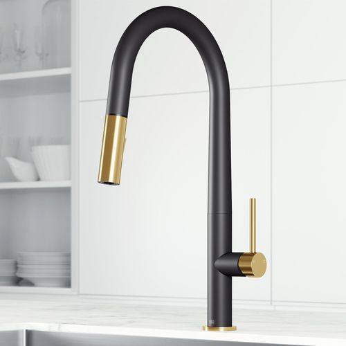 Main product image of Greenwich Single Handle Pull-Down Sprayer Kitchen Faucet (Matte Black/Matte Brushed Gold), VG02029MBMGB