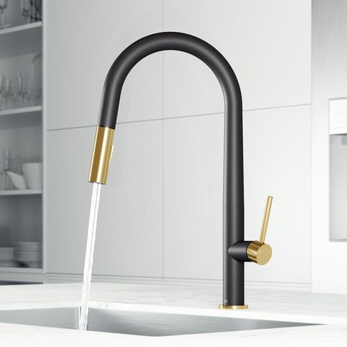 Main product image of Greenwich Single Handle Pull-Down Sprayer Kitchen Faucet (Matte Black/Matte Brushed Gold), VG02029MBMGB