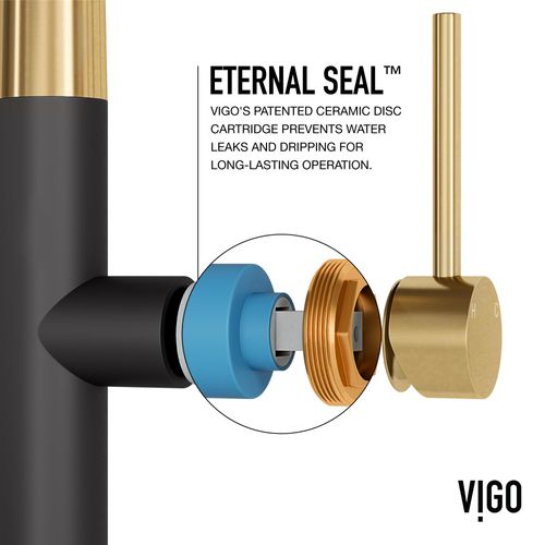 Main product image of Greenwich Single Handle Pull-Down Sprayer Kitchen Faucet (Matte Brushed Gold/Matte Black), VG02029MBMGG