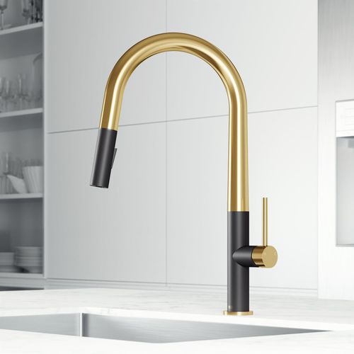 Main product image of Greenwich Single Handle Pull-Down Sprayer Kitchen Faucet (Matte Brushed Gold/Matte Black), VG02029MBMGG