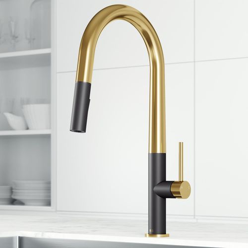 Main product image of Greenwich Single Handle Pull-Down Sprayer Kitchen Faucet (Matte Brushed Gold/Matte Black), VG02029MBMGG