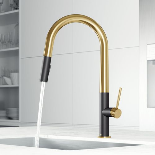 Main product image of Greenwich Single Handle Pull-Down Sprayer Kitchen Faucet (Matte Brushed Gold/Matte Black), VG02029MBMGG
