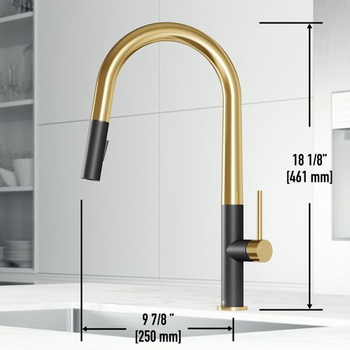 Main product image of Greenwich Single Handle Pull-Down Sprayer Kitchen Faucet (Matte Brushed Gold/Matte Black), VG02029MBMGG