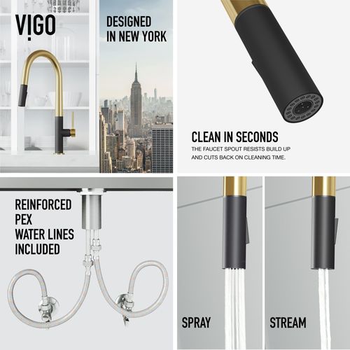 Main product image of Greenwich Single Handle Pull-Down Sprayer Kitchen Faucet (Matte Brushed Gold/Matte Black), VG02029MBMGG