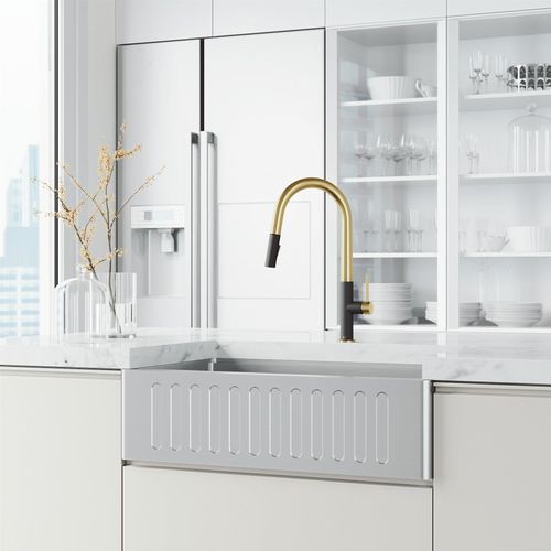 Main product image of Greenwich Single Handle Pull-Down Sprayer Kitchen Faucet (Matte Brushed Gold/Matte Black), VG02029MBMGG