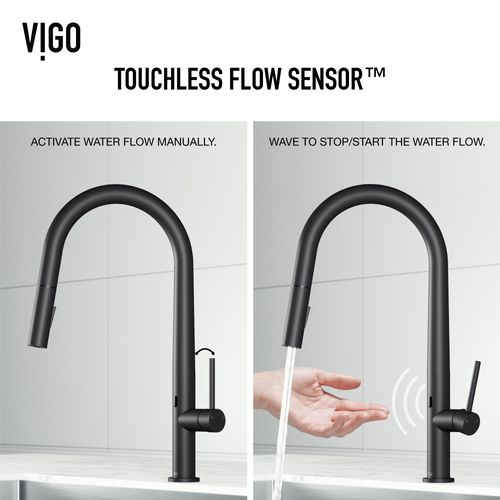 Main product image of Greenwich Single Handle Pull-Down Sprayer Kitchen Faucet w/ Touchless Sensor (Matte Black), VG02029MBS