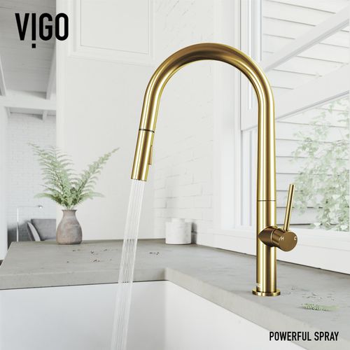 Main product image of Greenwich Single Handle Pull-Down Sprayer Kitchen Faucet (Matte Brushed Gold), VG02029MG