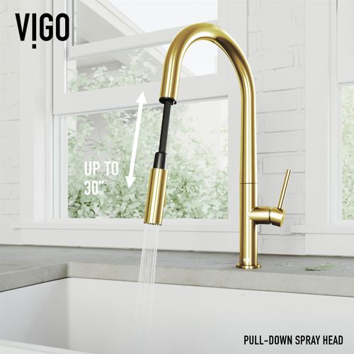 Main product image of Greenwich Single Handle Pull-Down Sprayer Kitchen Faucet (Matte Brushed Gold), VG02029MG