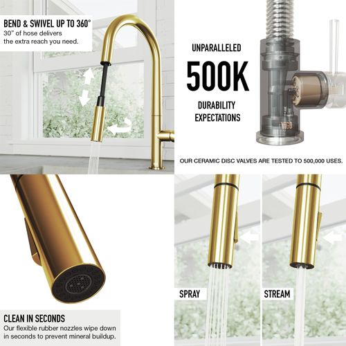 Main product image of Greenwich Single Handle Pull-Down Sprayer Kitchen Faucet (Matte Brushed Gold), VG02029MG