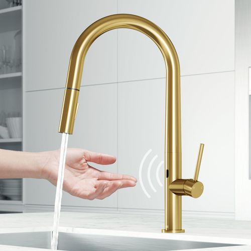 Main product image of Greenwich 1 Handle Pull-Down Sprayer Kitchen Faucet w/ Touchless Sensor (Matte Brushed Gold), VG02029MGS