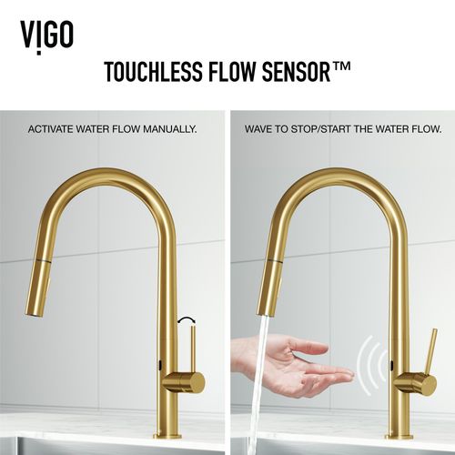 Main product image of Greenwich 1 Handle Pull-Down Sprayer Kitchen Faucet w/ Touchless Sensor (Matte Brushed Gold), VG02029MGS