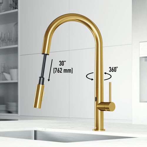Main product image of Greenwich 1 Handle Pull-Down Sprayer Kitchen Faucet w/ Touchless Sensor (Matte Brushed Gold), VG02029MGS