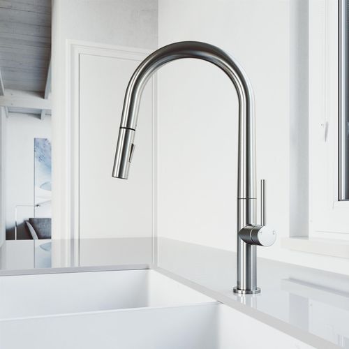 Main product image of Greenwich Single Handle Pull-Down Sprayer Kitchen Faucet (Stainless Steel), VG02029ST