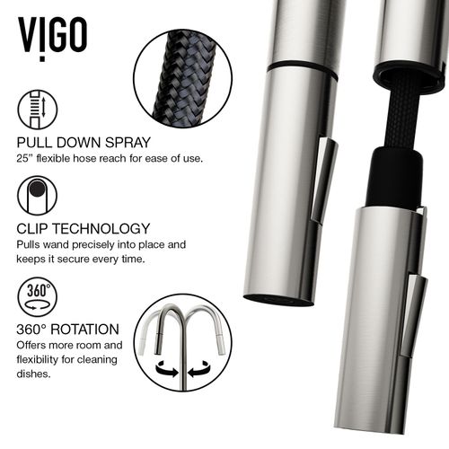 Main product image of Greenwich Single Handle Pull-Down Sprayer Kitchen Faucet (Stainless Steel), VG02029ST